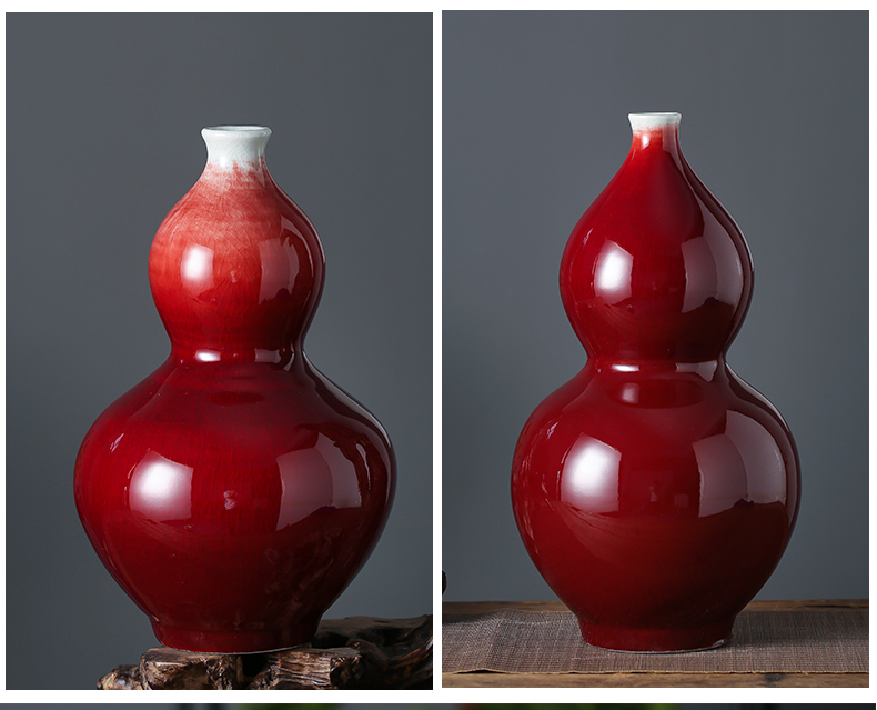 Ruby red Chinese jingdezhen ceramics glaze vase large sitting room flower arranging, furnishing articles decorated hotel opening gifts