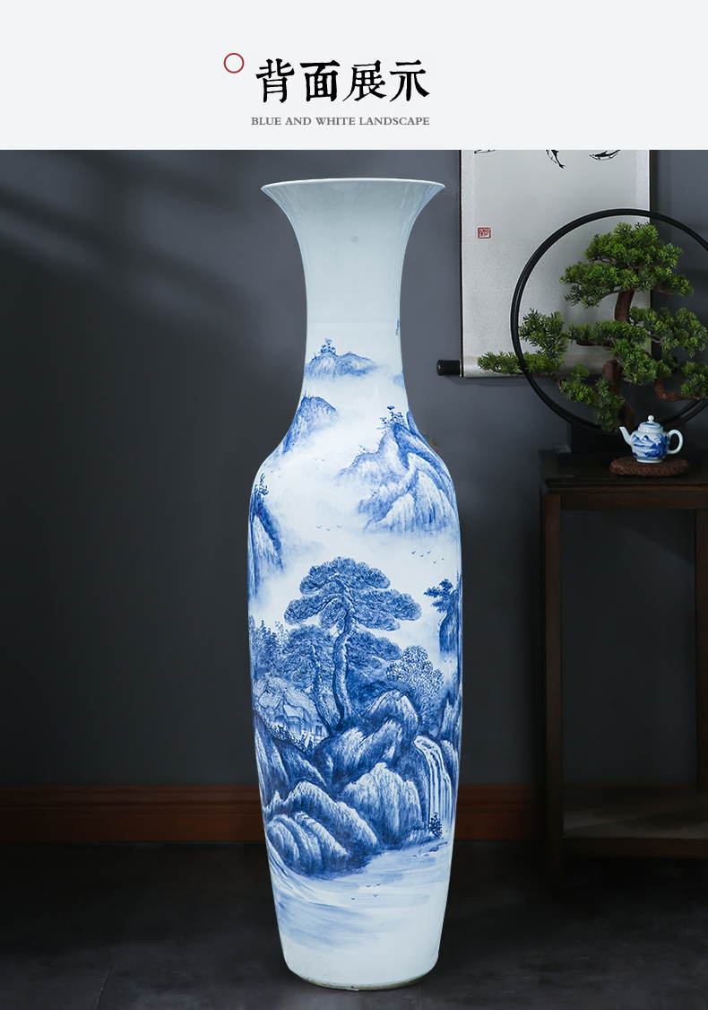 Hand of large blue and white porcelain is jingdezhen ceramic vases, new Chinese style sitting room adornment is placed heavy large opening