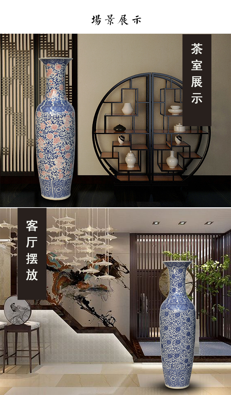 Jingdezhen ceramics of large blue and white porcelain vase home sitting room adornment furnishing articles study hotel opening