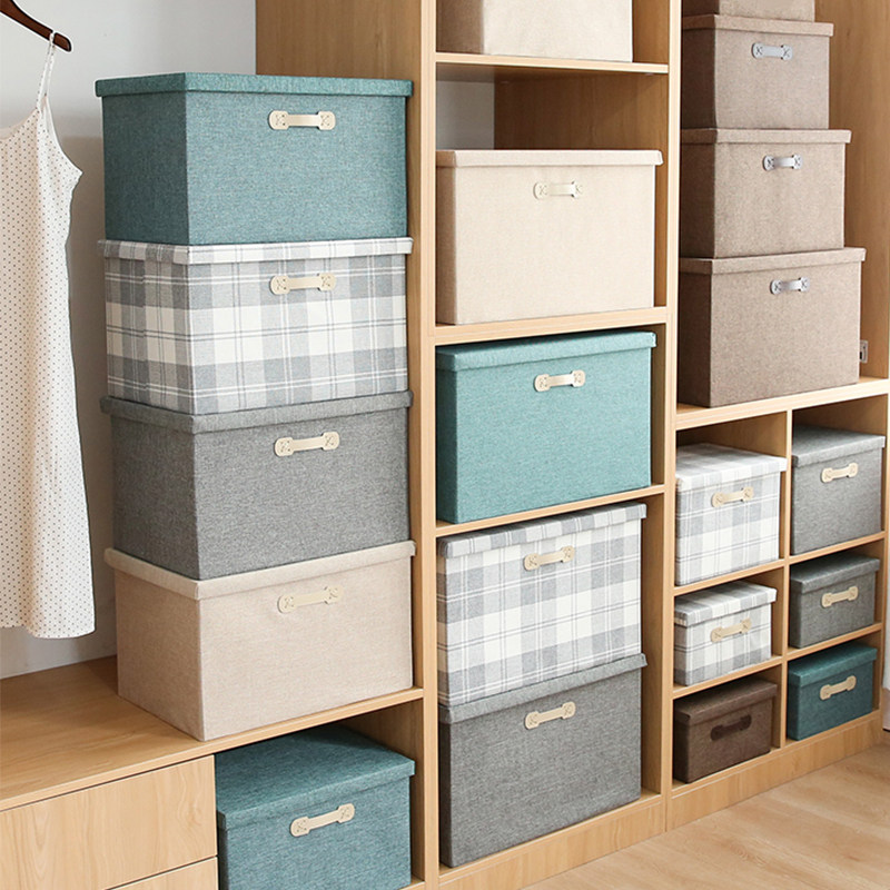 Storage box fabric wardrobe foldable storage box finishing box clothes toy sundries storage box with lid box