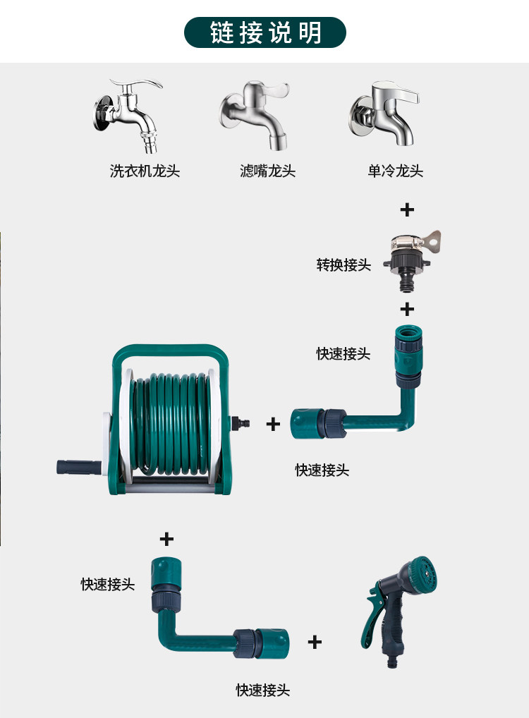 Катушка для поливочного шланга berrybird 园艺浇花浇水管车架自来水洗车家用便携式收纳水枪软管 Berry&bird