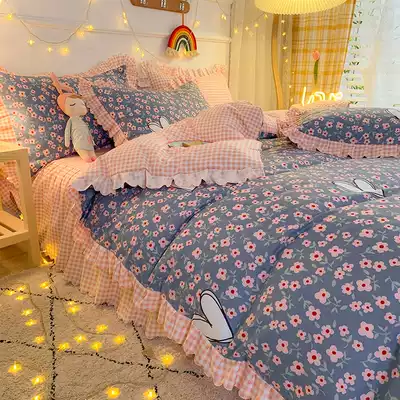 ins Nordic sheets girl heart student dormitory single quilt single quilt cover summer two-piece set 2 three-piece set
