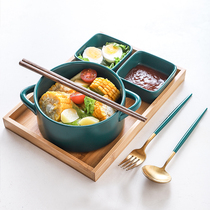 Bowl chopsticks dish set home single set exquisite binaural noodle soup bowl creative Japanese breakfast tableware for one person