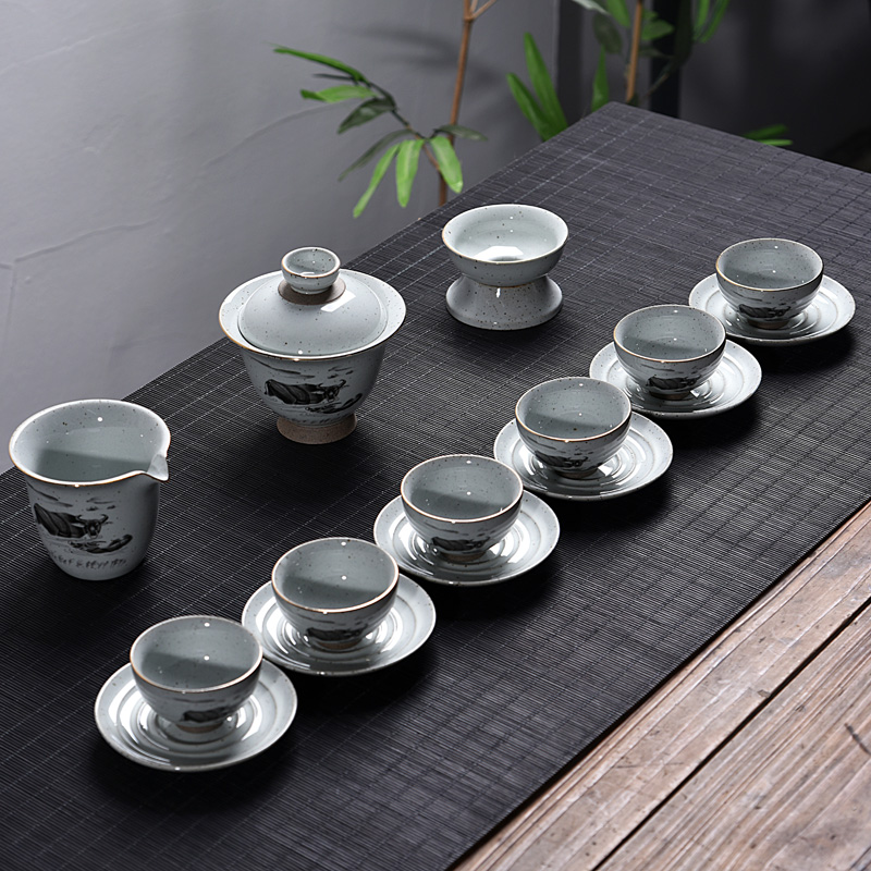 Official Kiln Creative Kung Fu Tea Furniture Set Group Home Classical Tea Maker Cover Bowl Tea Cup Tea Cup Ceramic Whole Set