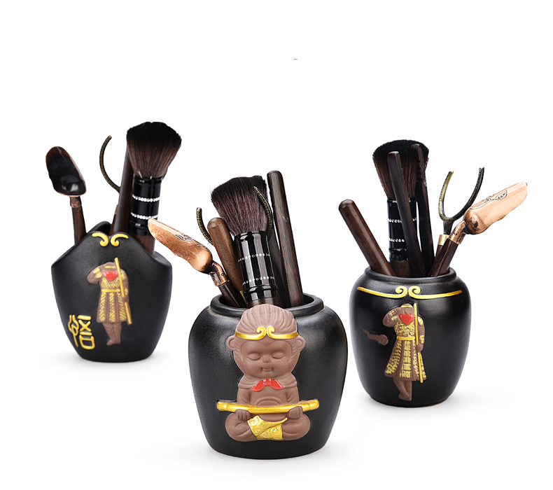 Monkey King ebony 6 gentleman of creative tea accessories caddy fixings ChaZhen tea spoon