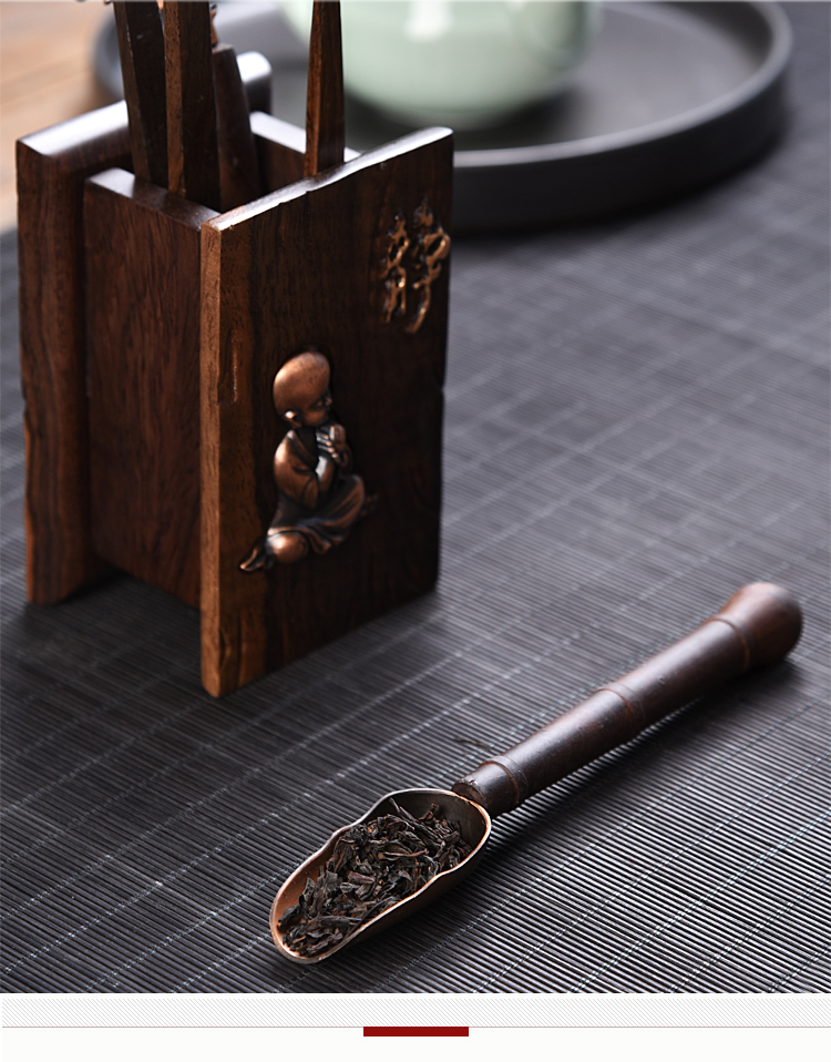 Retro pane kung fu tea six gentleman tea accessories set six gentleman 's real wood ebony five tea art furnishing articles