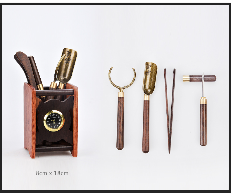 Ebony wood tea six gentleman 's suit kung fu tea accessories of brush ChaGa tea knife 6 gentleman furnishing articles