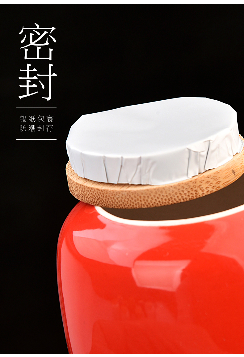 Ceramic painting contracted bamboo caddy fixings cover size seal portable household receives tea tea box storage tank