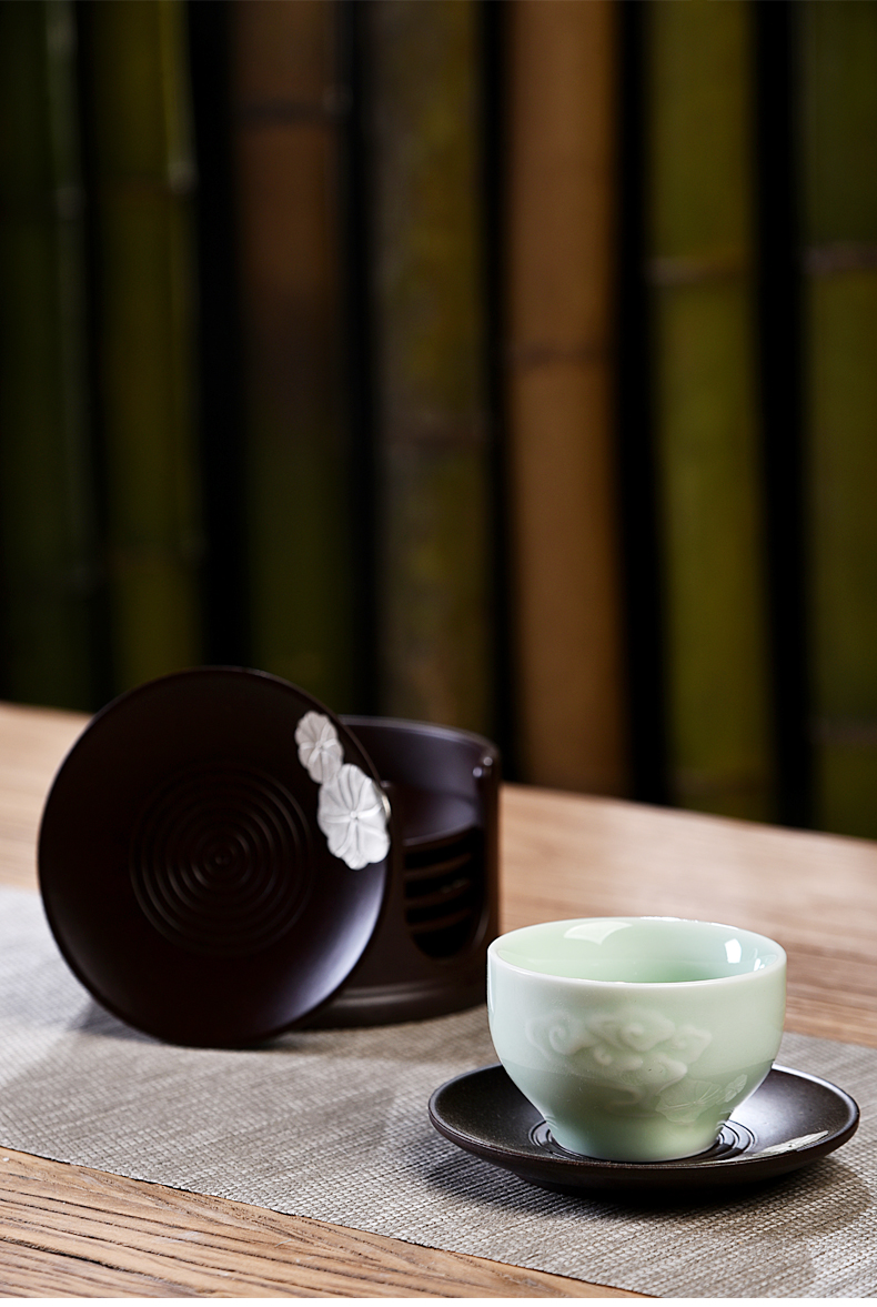 Cup mat kunfu tea Cup insulation pad saucer ebony wood household tea tea accessories of tea saucer