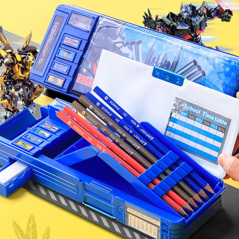 Transformers Primary School Students Multifunctional Stationery Box Children's Kindergarten Pen Case Large Capacity Simple Pencil Case Steel