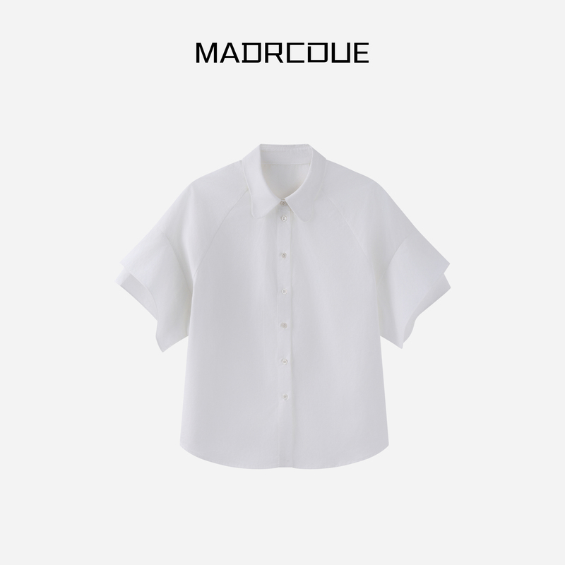 Jiang Qiaiqi Little Butterfly Collar Ruffle Short Sleeve Shirt 603576