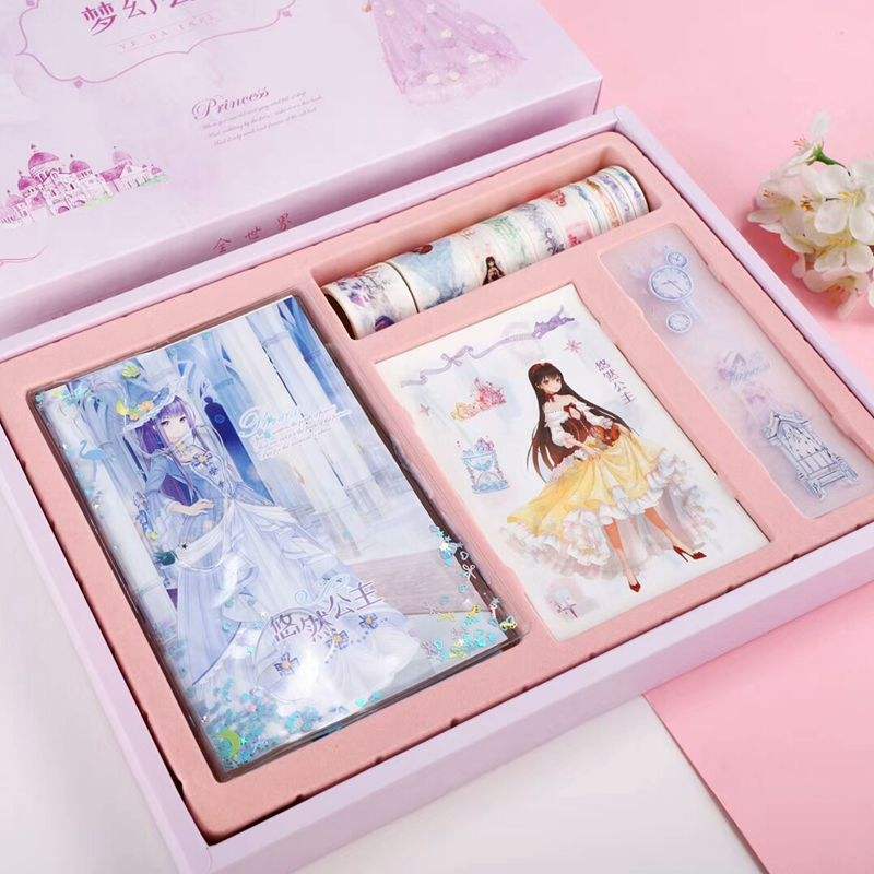 Leisurely Princess Gift BoxMiracle warm periphery Oil inlet Hand book Quicksand Notebook Can learn girl princess Hand book Stationery Internet celebrity