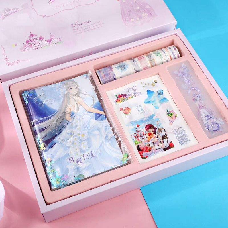 Moon Night Princess Gift BoxMiracle warm periphery Oil inlet Hand book Quicksand Notebook Can learn girl princess Hand book Stationery Internet celebrity