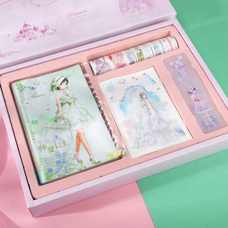 Midsummer Princess Gift BoxMiracle warm periphery Oil inlet Hand book Quicksand Notebook Can learn girl princess Hand book Stationery Internet celebrity