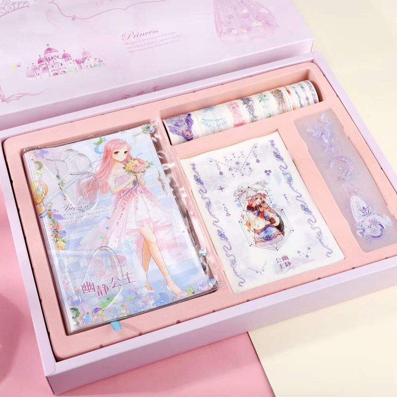 WhiteMiracle warm periphery Oil inlet Hand book Quicksand Notebook Can learn girl princess Hand book Stationery Internet celebrity