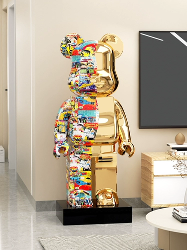 Яркое украшение в виде медведя для гостиной, ТВ-шкафа, большая напольная современная безбарьерная роскошная простая новая кукла из стекловолокна для украшения дома