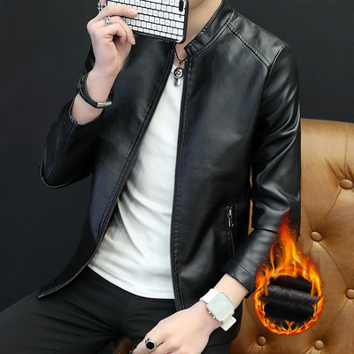 男士皮衣加绒加厚2019新款韩版潮流机车