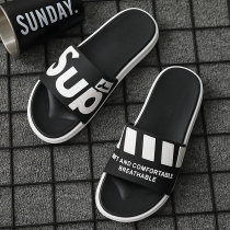  Net red mens trend black slippers summer home mens indoor summer beach outdoor wear trend non-slip slippers