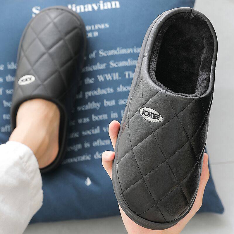 Cotton slippers men's bag heel large size winter lovers women's home indoor warm non-slip thick bottom slippers for home autumn and winter