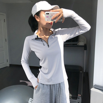 Song station handsome thin fitness shirt female fashion casual thin wear running yoga clothing zipper sports shirt