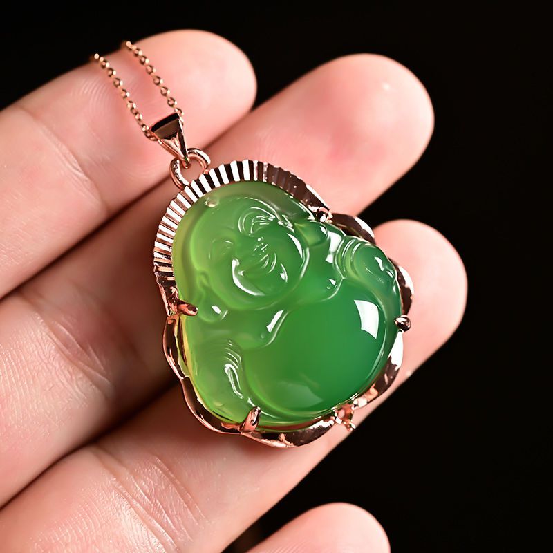 Natural jade medullary 925 silver inlaid Millver women's pendants with certificates supporting national reinspection-Taobao