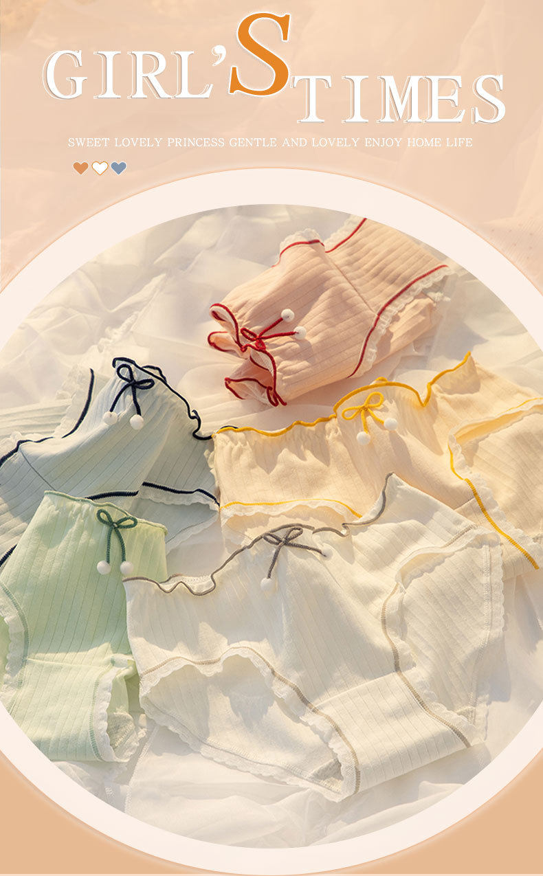 Японское хлопковое нижнее белье с бантиком, милые штаны, трусы для школьников и студентов, средняя посадка 