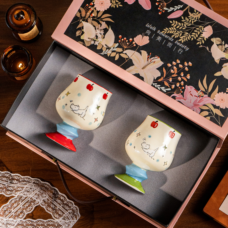 He Jingdezhen Peace and Joy Handheld Cup, Goblet, Mug, Coffee Cup, Wedding, Housewarming, Moving to a New Home, Gift