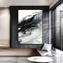 Pure Hand Painted Oil Painting American Black & White Art Minimalist Light Extravagant Abstract Decoration Painting Ink Black Hygenguan Corridor Hung Painting