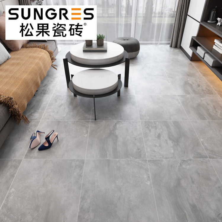 Pine Nuts Industrial Wind Grey Cement Brick Modern Living Room Floor Tiles Imitation Ancient Brick Tiles Guest Dining Room Floor Tiles 600x600