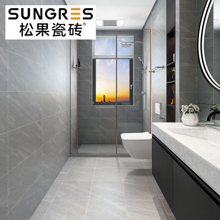 Pinecone retro industrial style gray sandstone powder room antique brick wall brick kitchen tile floor tile 300 600