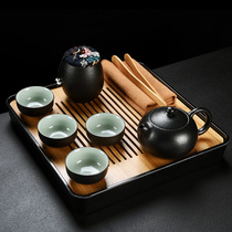 Kuaike cup Ruyao Kung Fu tea cup Travel tea set Outdoor portable storage bag one pot two or four cups car tea pot