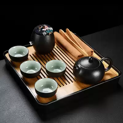 Fast guest Cup Ru kiln Kung Fu Tea Cup travel tea set outdoor portable storage bag One Pot Two Four Cups car car bubble teapot