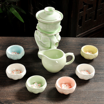 Tea set set Household simple semi-automatic lazy anti-scalding Kung Fu tea set Ceramic teacup large tea cup
