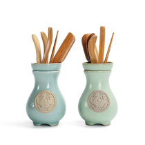 Tea ceremony six gentlemen set Tea making art utensils Wooden tea clip Tea set Kung Fu combination ornaments Real tea set accessories Ceramics