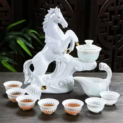 Lazy tea set Full semi-automatic rotating water outlet hollow set Household simple and exquisite Kung Fu tea cup brewing tea set