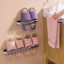 Bathroom slipper rack wall-mounted hole-free toilet wall-mounted hook storage artifact Bathroom shoe rack shelf