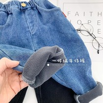 Boy gush jeans autumn winter new children thickened integrated suede pants baby boy winter foreign air long pants