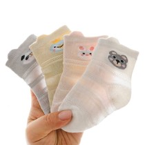  Baby socks summer thin cotton mesh breathable newborn children cartoon loose mouth spring and autumn baby short boat socks