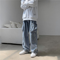 Old Daddy Jeans Men Loose Straight Barrel Fall Tooling Wide Leg Long Pants Boomers Porn Craze Men High Street Pants