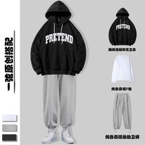 Tide card printing necropolis male student 2021 new fall Korean version easy lovers even hoodie with handsome suit