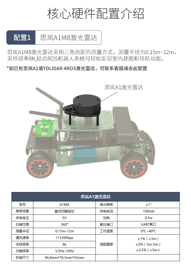 阿克曼ROS机器人小车SLAM建图导航教育套件无人自动驾驶激光雷达