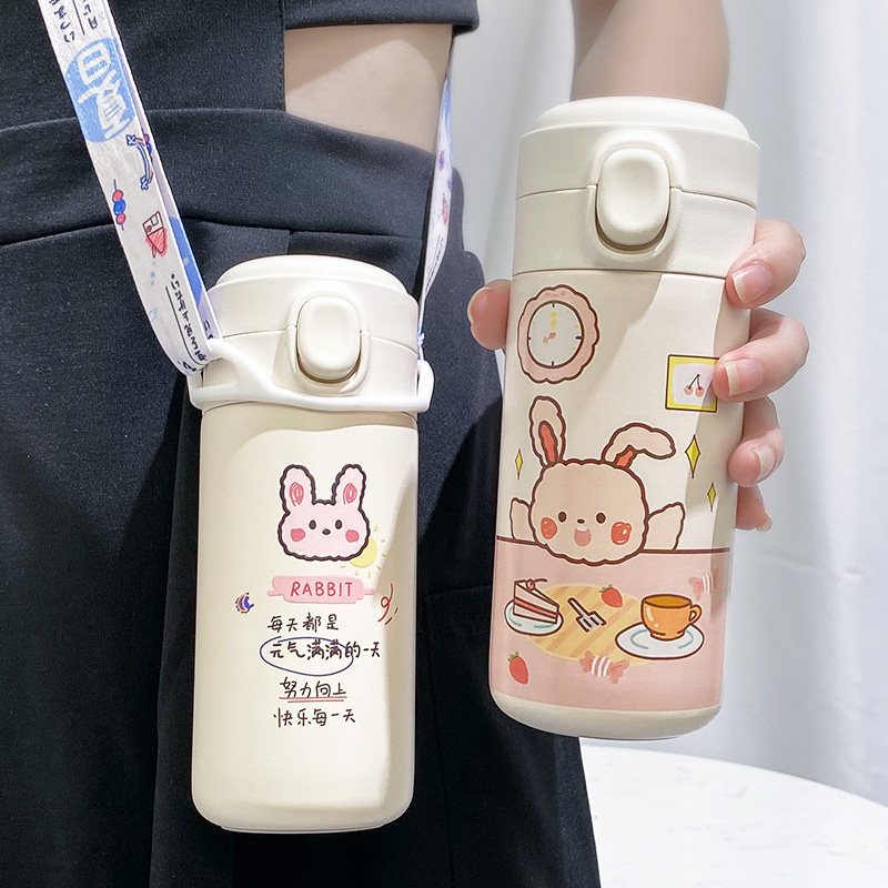Water cup thermos cup female portable girl fresh trend creative cute personality simple children's forest ins cup