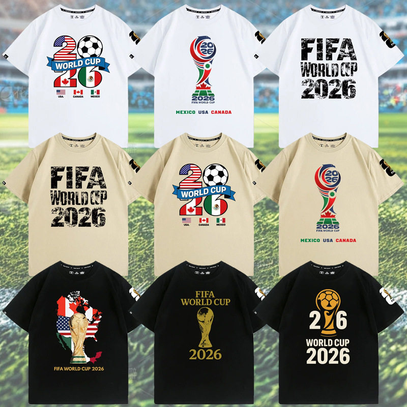 Культурная футболка для чемпионата мира по футболу 2026 года в США, Канаде и Мексике, посвященная чемпионату мира по футболу, приветствующая одежду из чистого хлопка с короткими рукавами