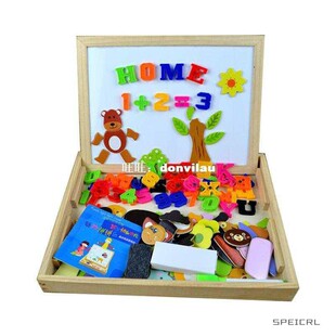 multifunction wood animal magnetic puzzle drawing board & en