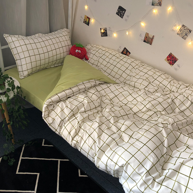 Three-style bed group student dorm room single Nordic male and female students quilted by single bed bedding with four sets of bedding