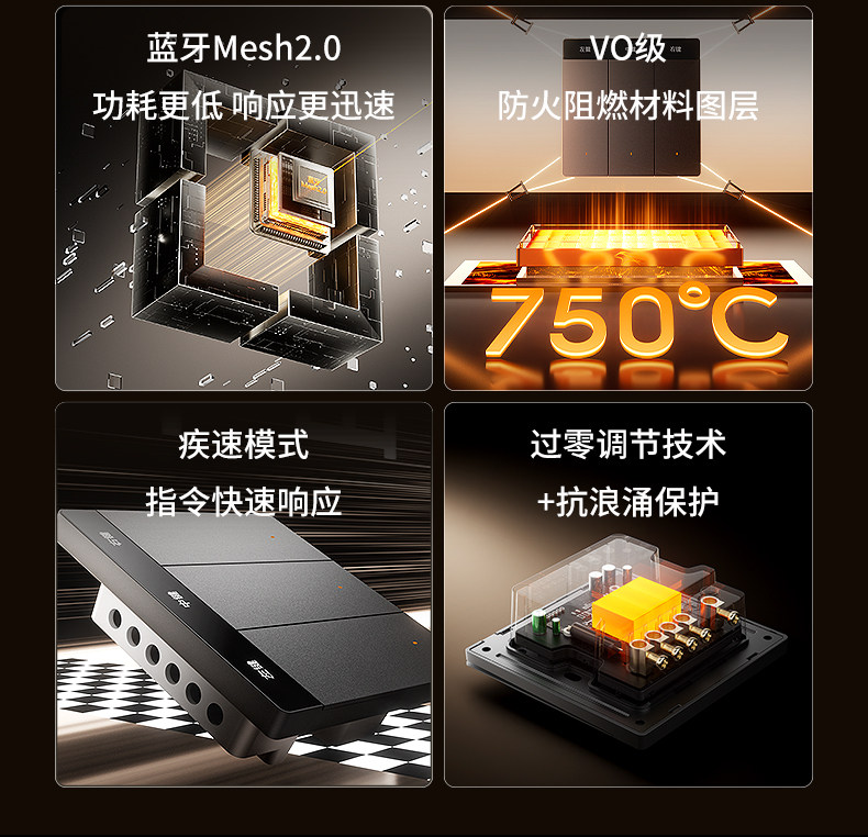 Интеллектуальный выключатель 【升级mesh2.0】平头熊akultra臻铂智能开关已接入米家app小爱 Ptxzn