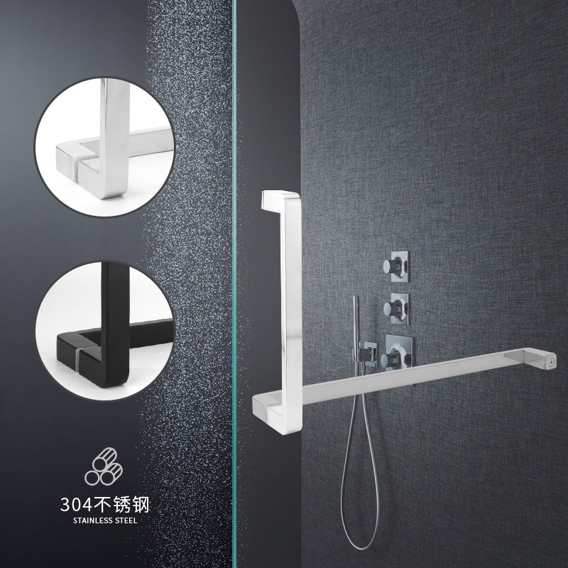 Minimum shower room handle 304 stainless steel bathroom glass door handle window door to hand hand shape L