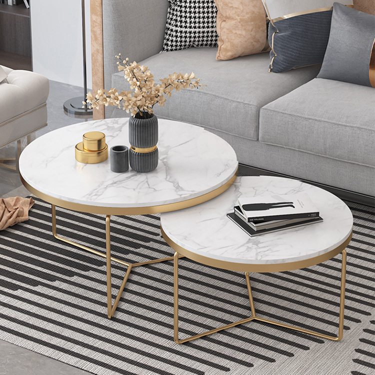 Italian Style Light Lavish Rockboard Tea Table Round Marble Tea Table Minima Living Room Home Small Family Size Side A Few Combinations