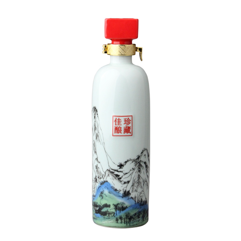Jingdezhen ceramic bottle 1 catty installed lotus home sealing small jar empty mercifully wine wine liquor pot