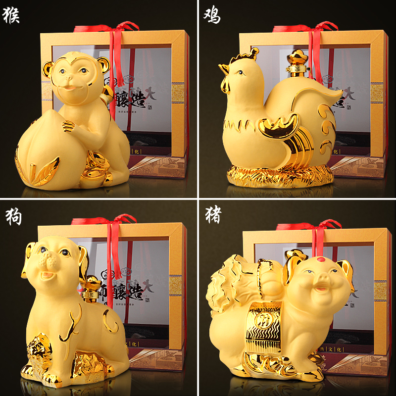 Jingdezhen ceramic bottle jars 5 kg pack sealing liquor pot home hip zodiac gold plated characteristics